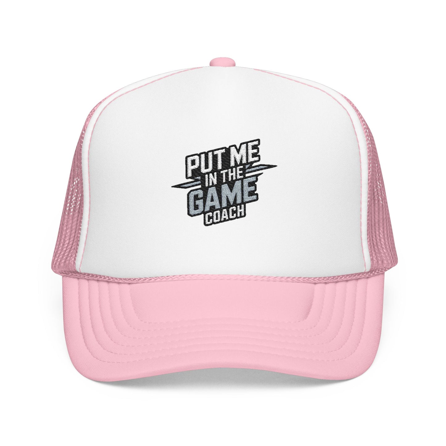 Put Me in the Game Coach Ash Trucker Hat Printify
