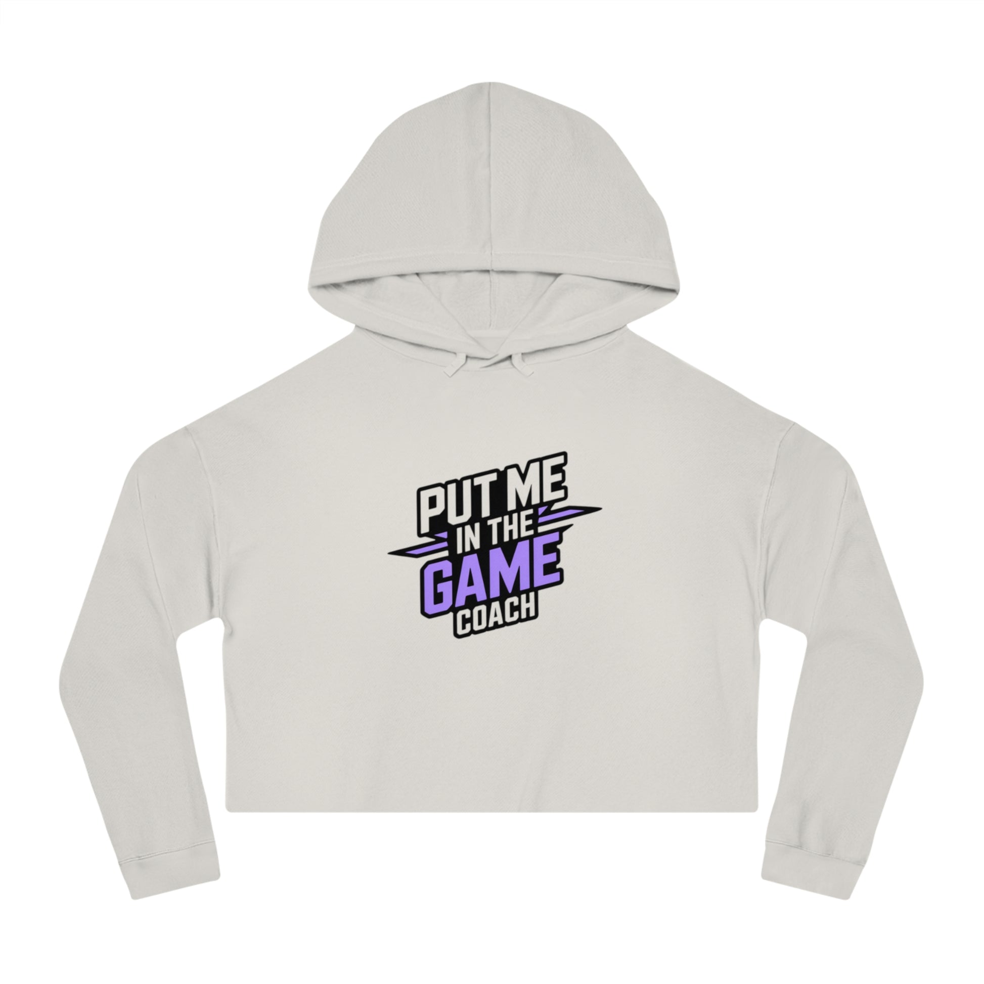 Women’s Cropped Hooded Purple Sweatshirt Printify