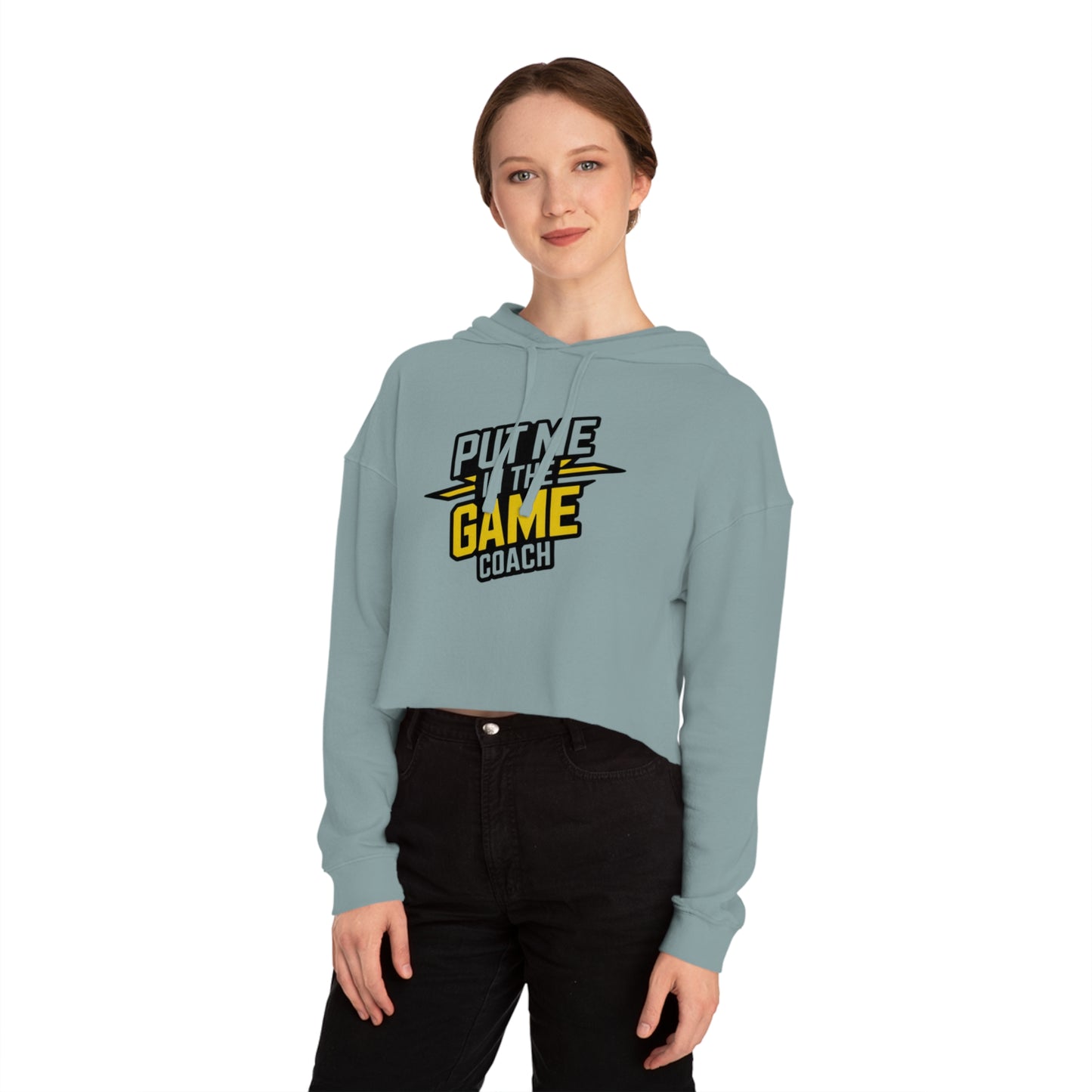 Women’s Cropped Hooded Yellow Sweatshirt Printify