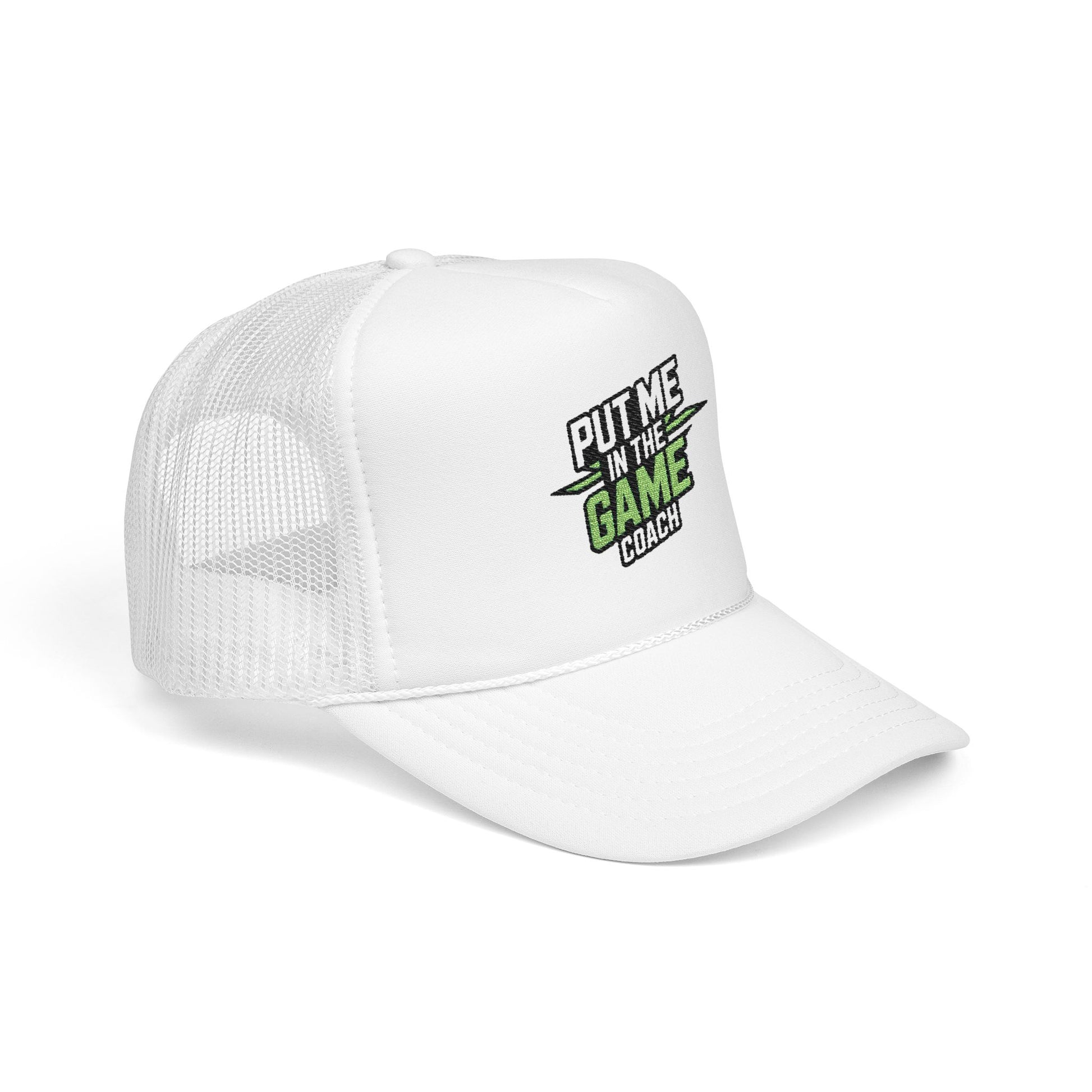 Put Me in the Game Coach Green Trucker Hat Printify