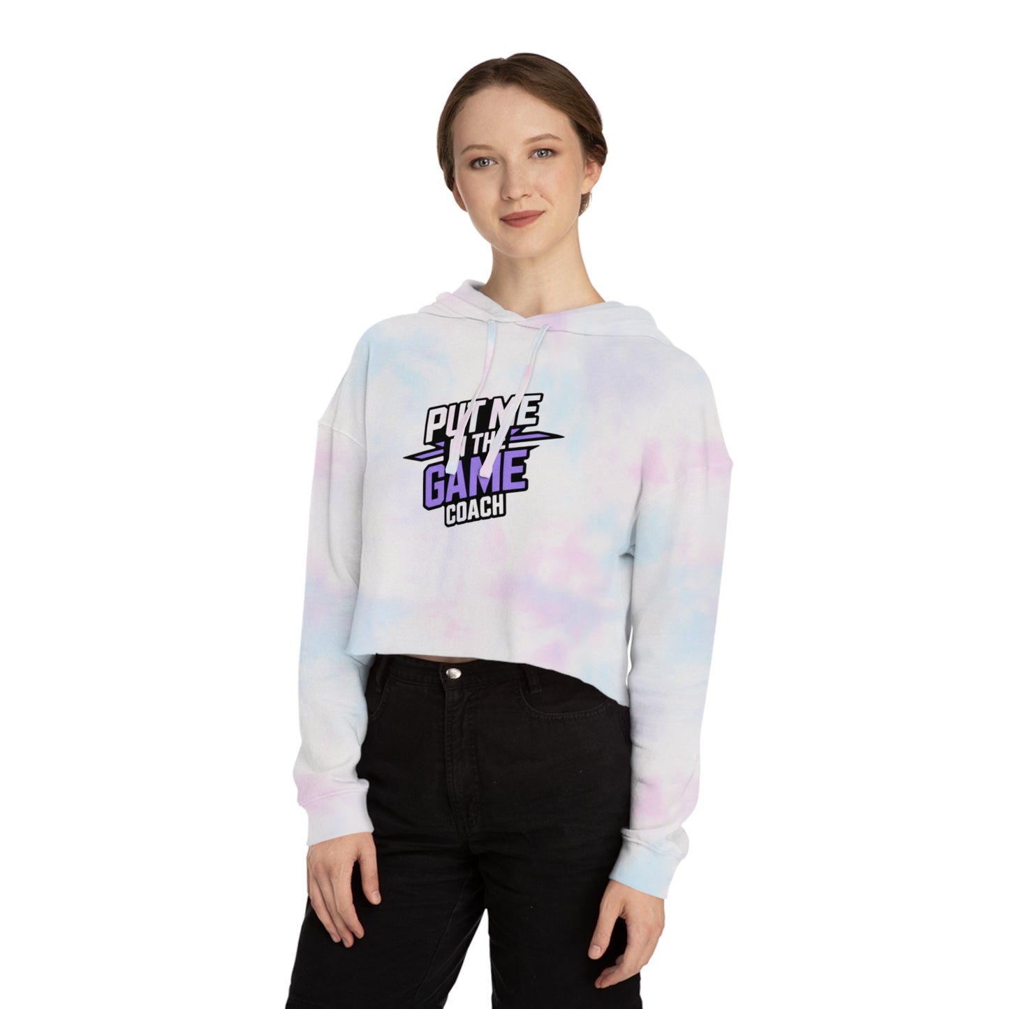Women’s Cropped Hooded Purple Sweatshirt Printify