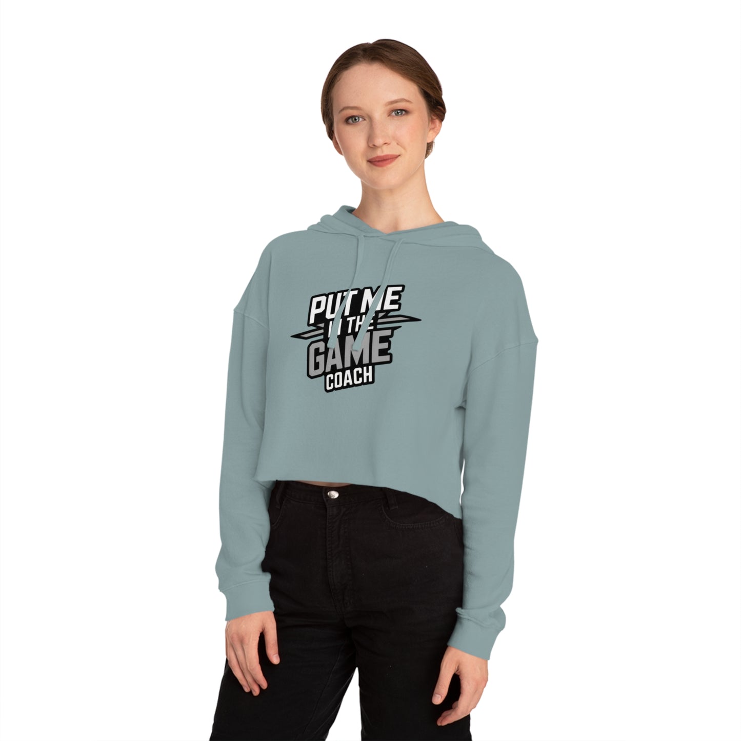 Women’s Cropped Hooded Ash Sweatshirt Printify