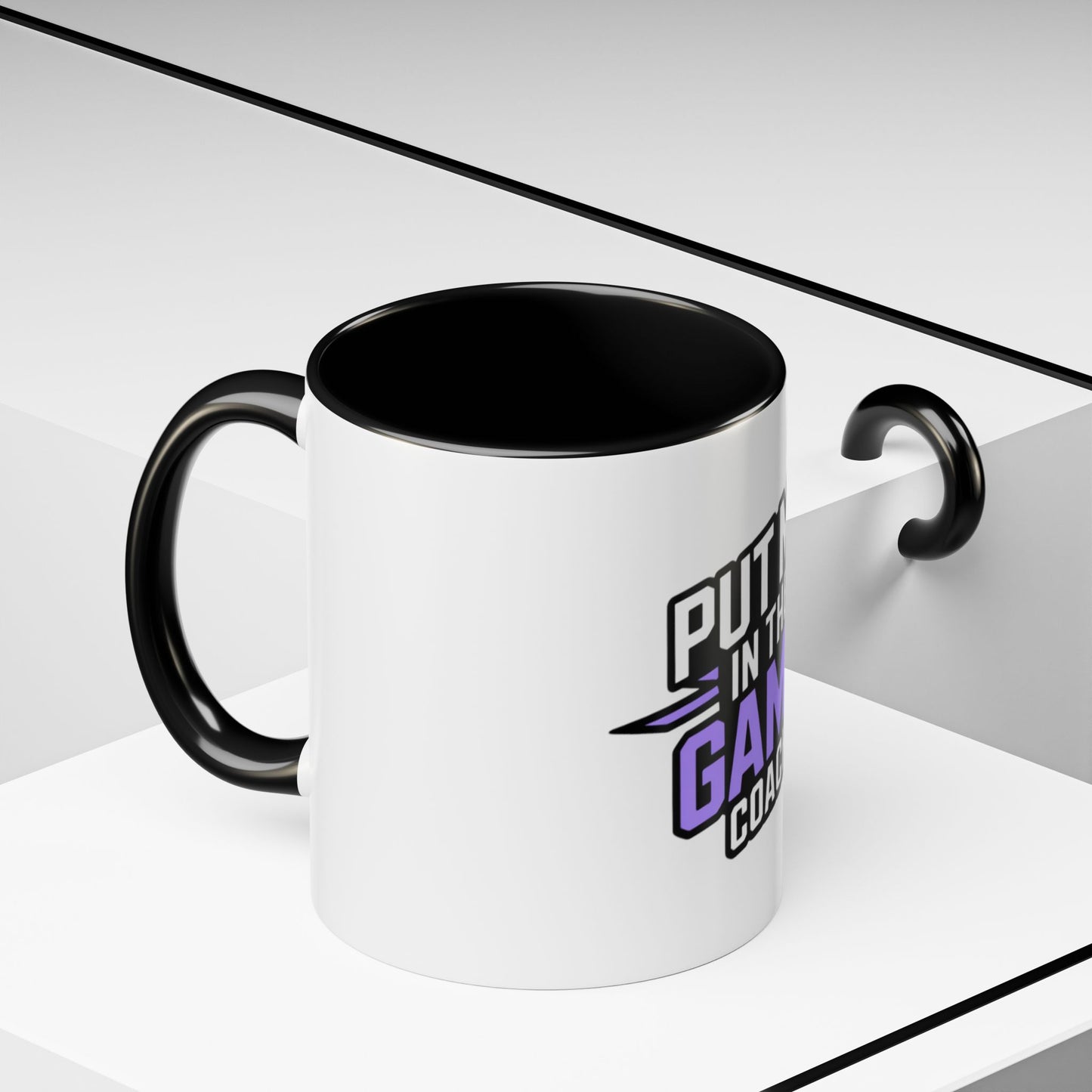 Put Me In The Game Coach Coffee Mug — Motivational Purple Accent Mug (11/15oz) Printify