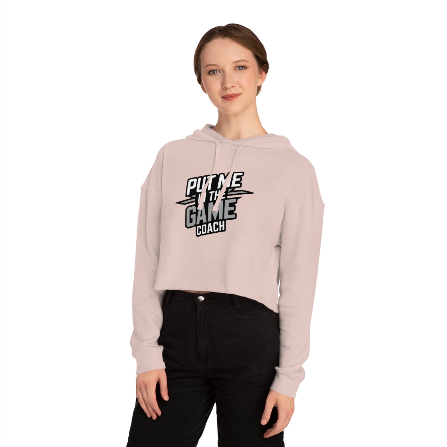Women’s Cropped Hooded Ash Sweatshirt Printify