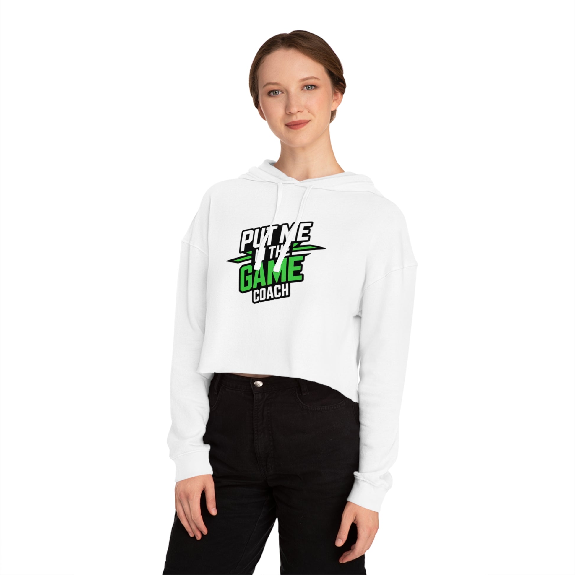 Women’s Cropped Hooded Green Sweatshirt Printify