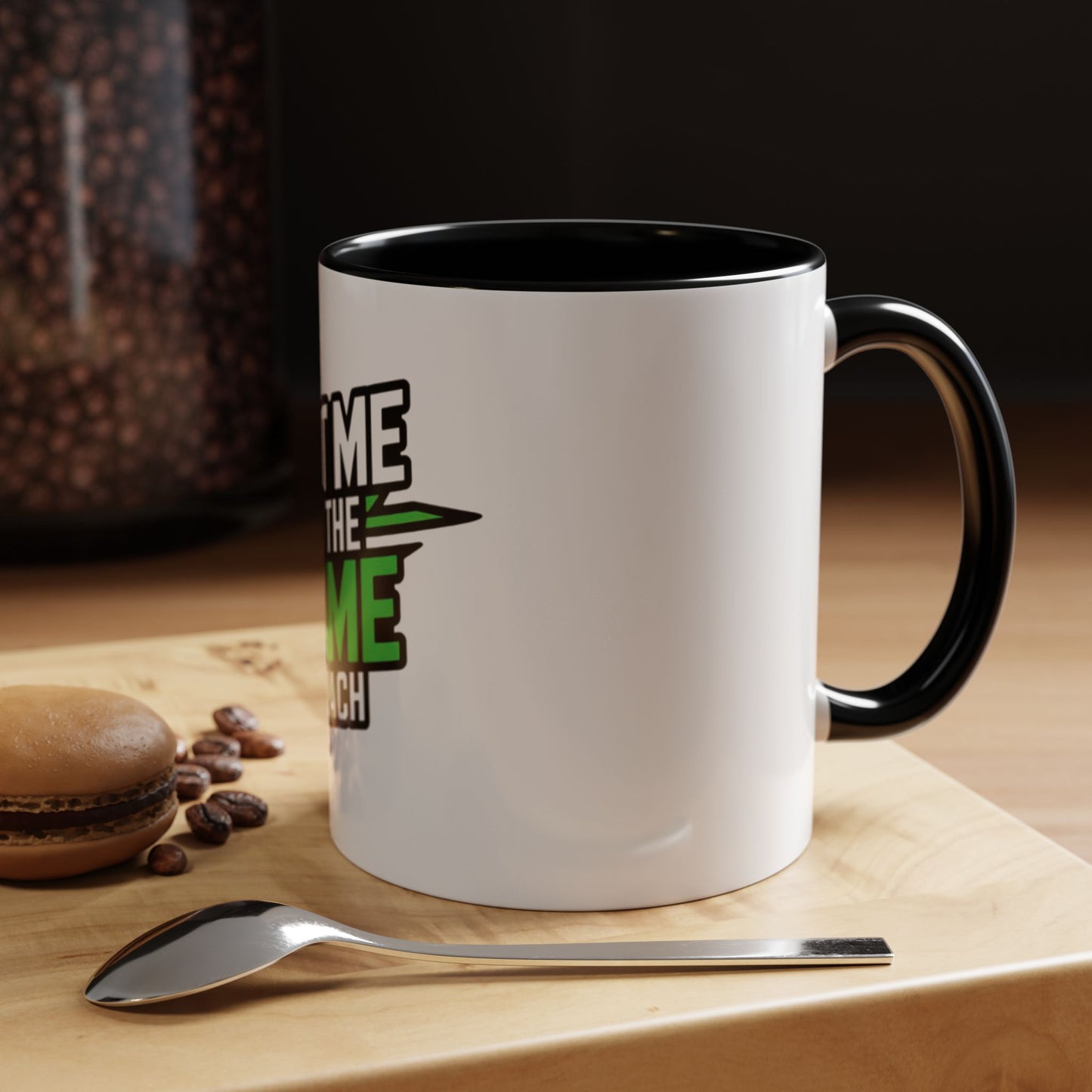 Put Me In The Game Coach Coffee Mug — Motivational Green Accent Mug (11/15oz) Printify