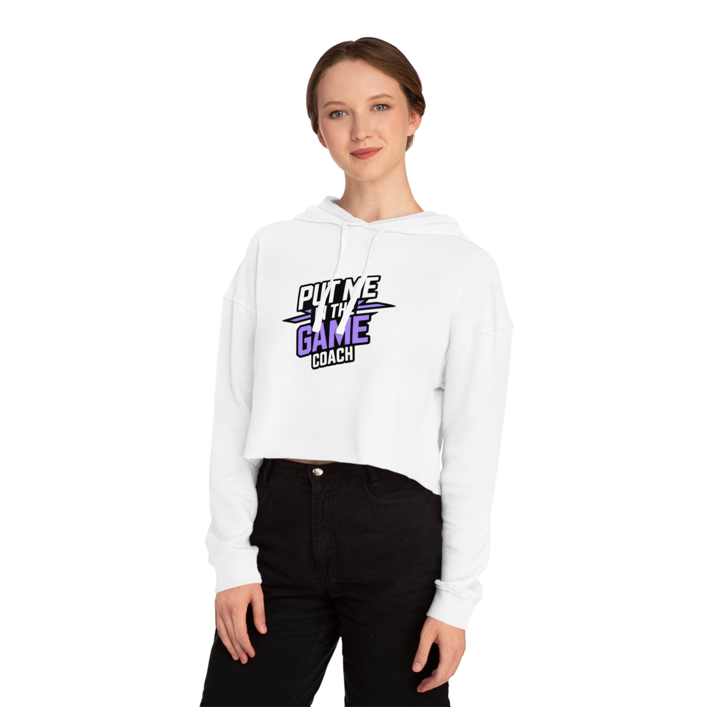 Women’s Cropped Hooded Purple Sweatshirt Printify