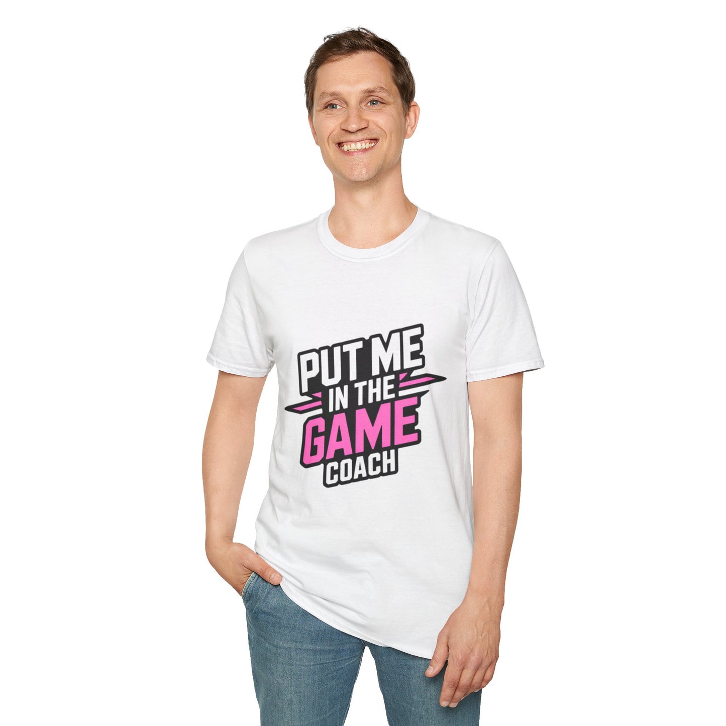 Put Me In The Game Coach Pink Sports T Shirt Printify