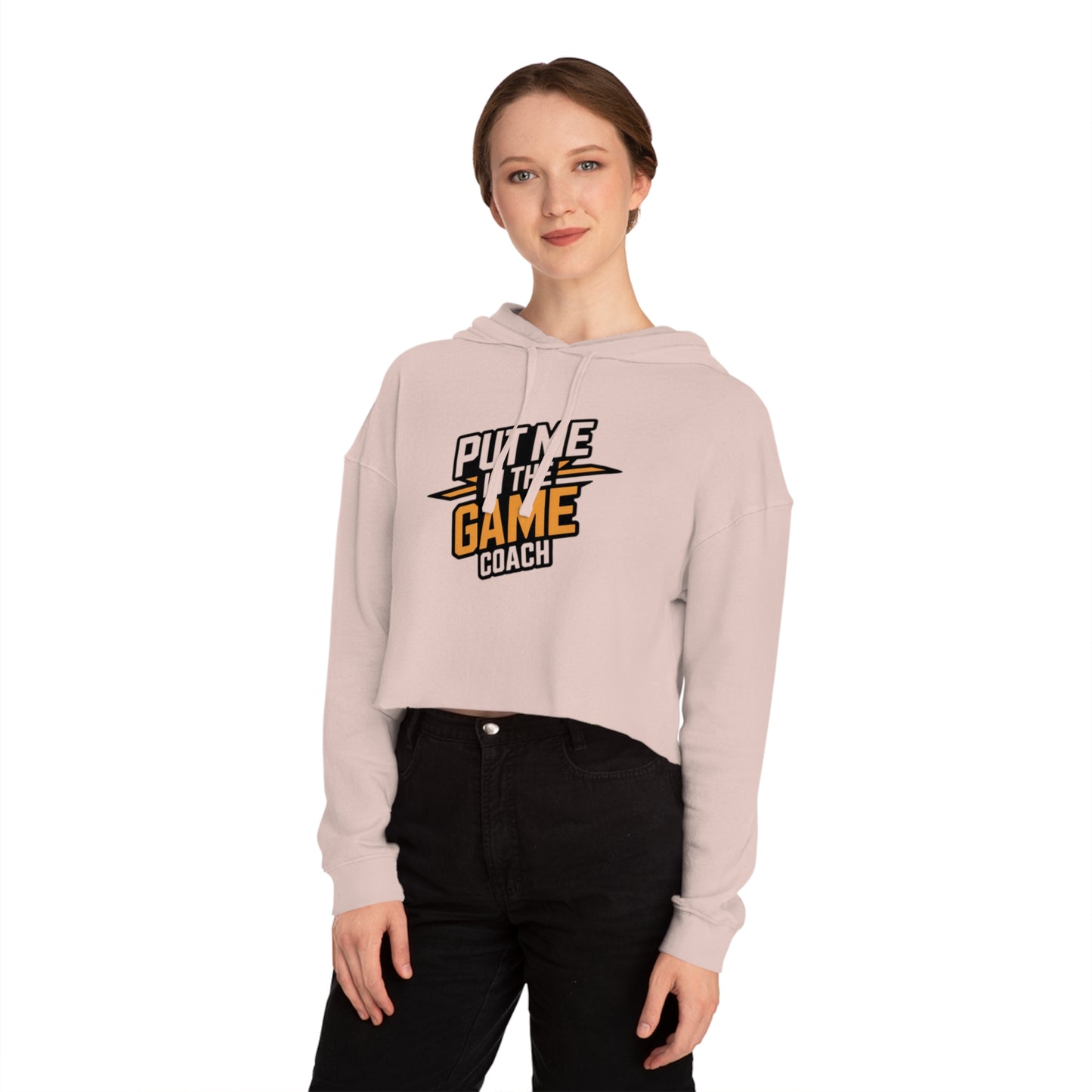 Women’s Cropped Hooded Orange Sweatshirt Printify