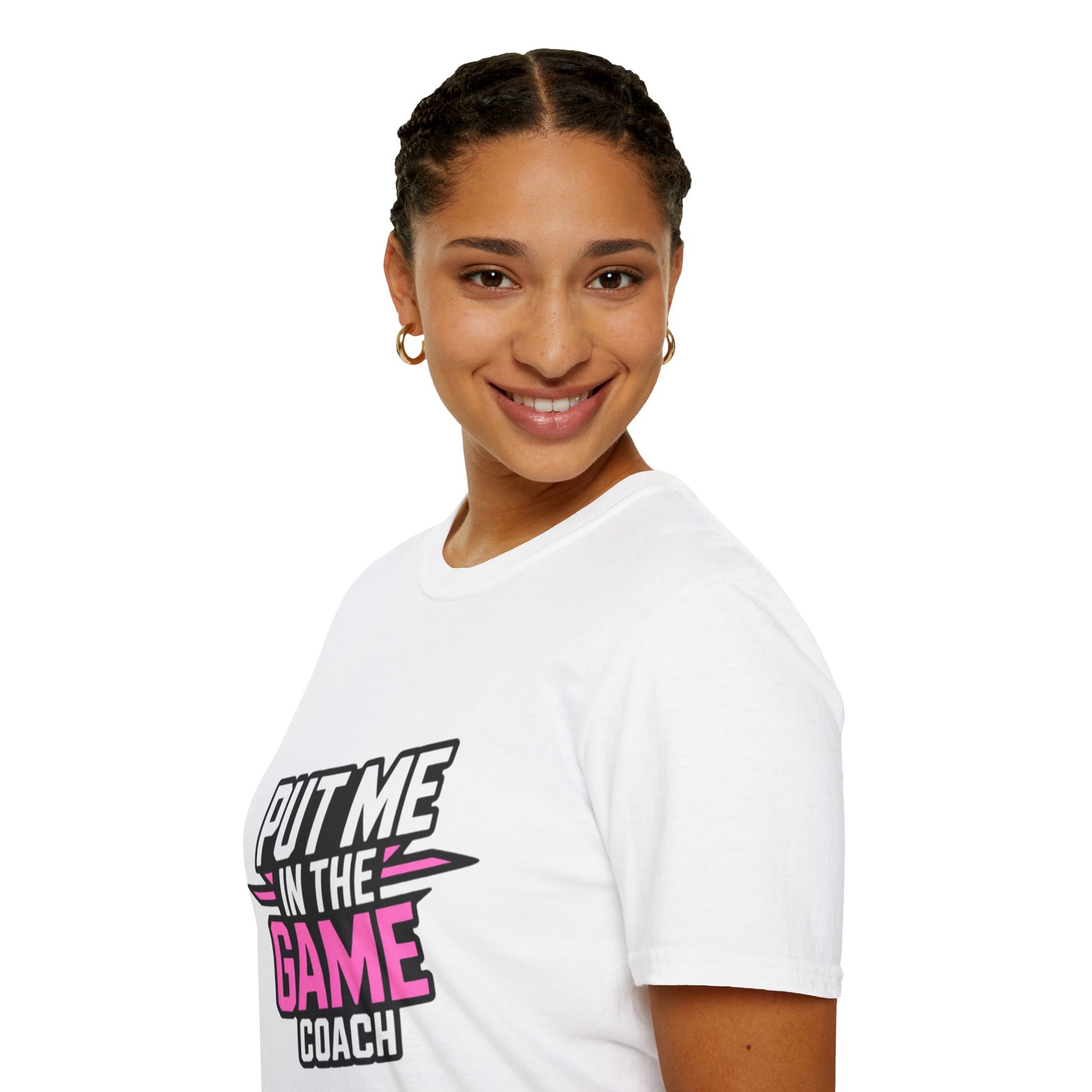 Put Me In The Game Coach Pink Sports T Shirt Printify