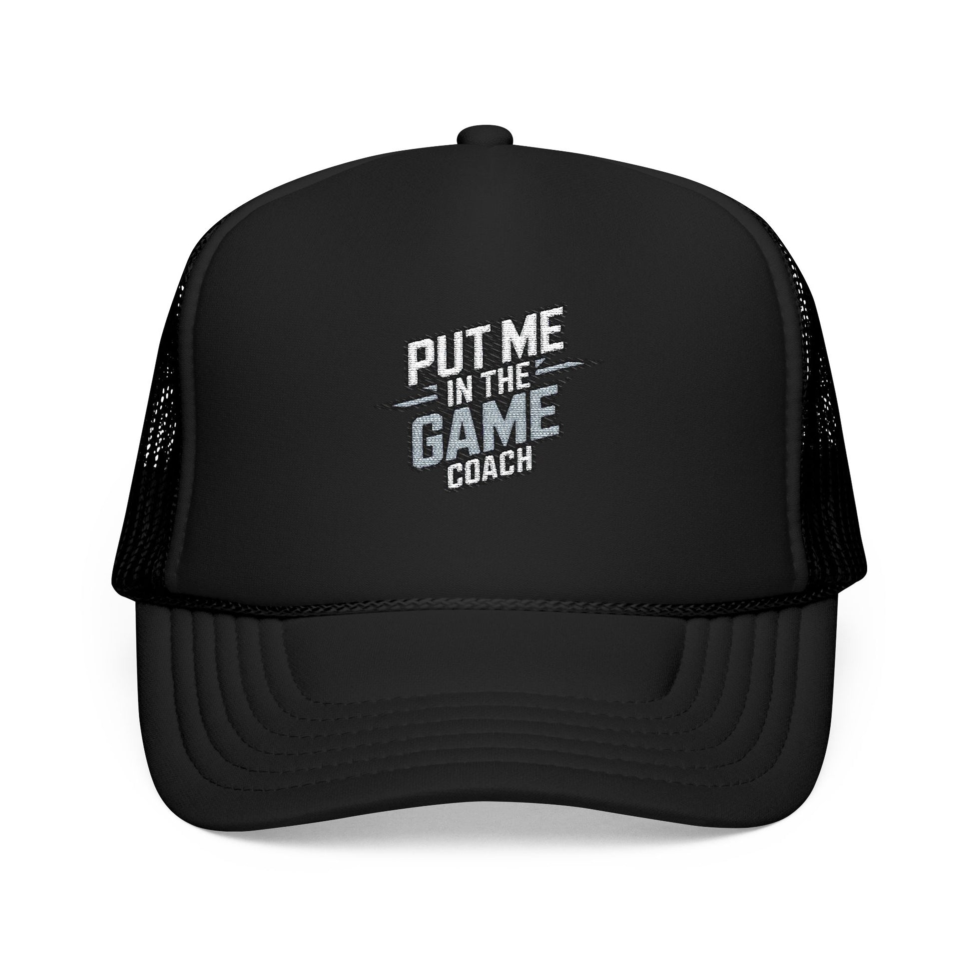 Put Me in the Game Coach Ash Trucker Hat Printify