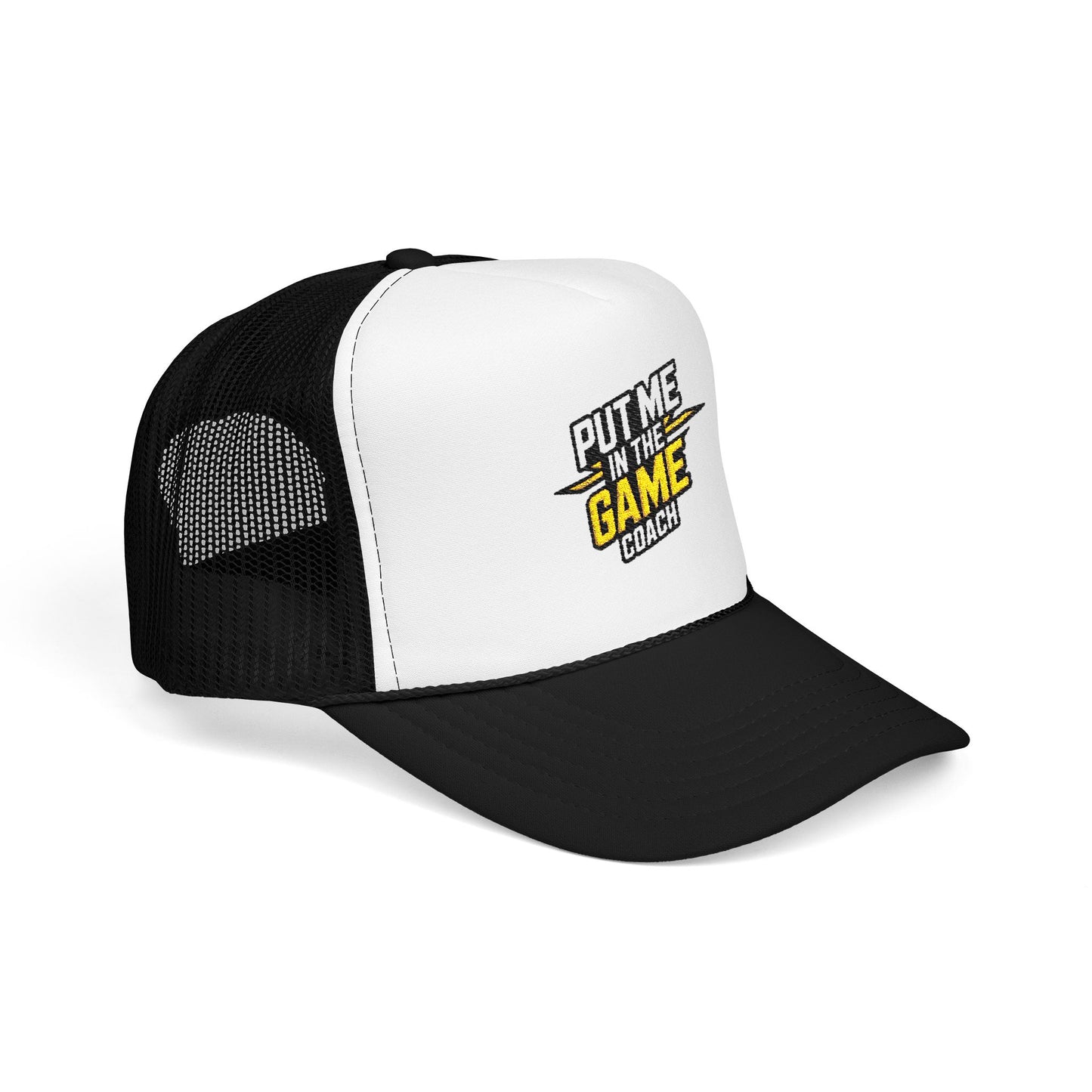 Put Me in the Game Coach Yellow Trucker Hat Printify
