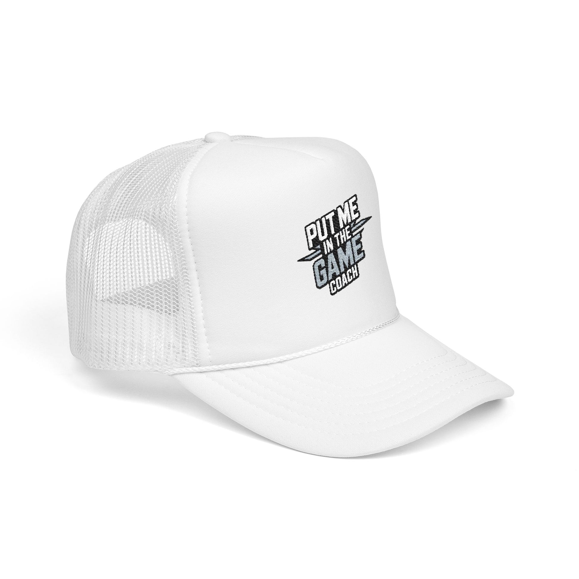 Put Me in the Game Coach Ash Trucker Hat Printify