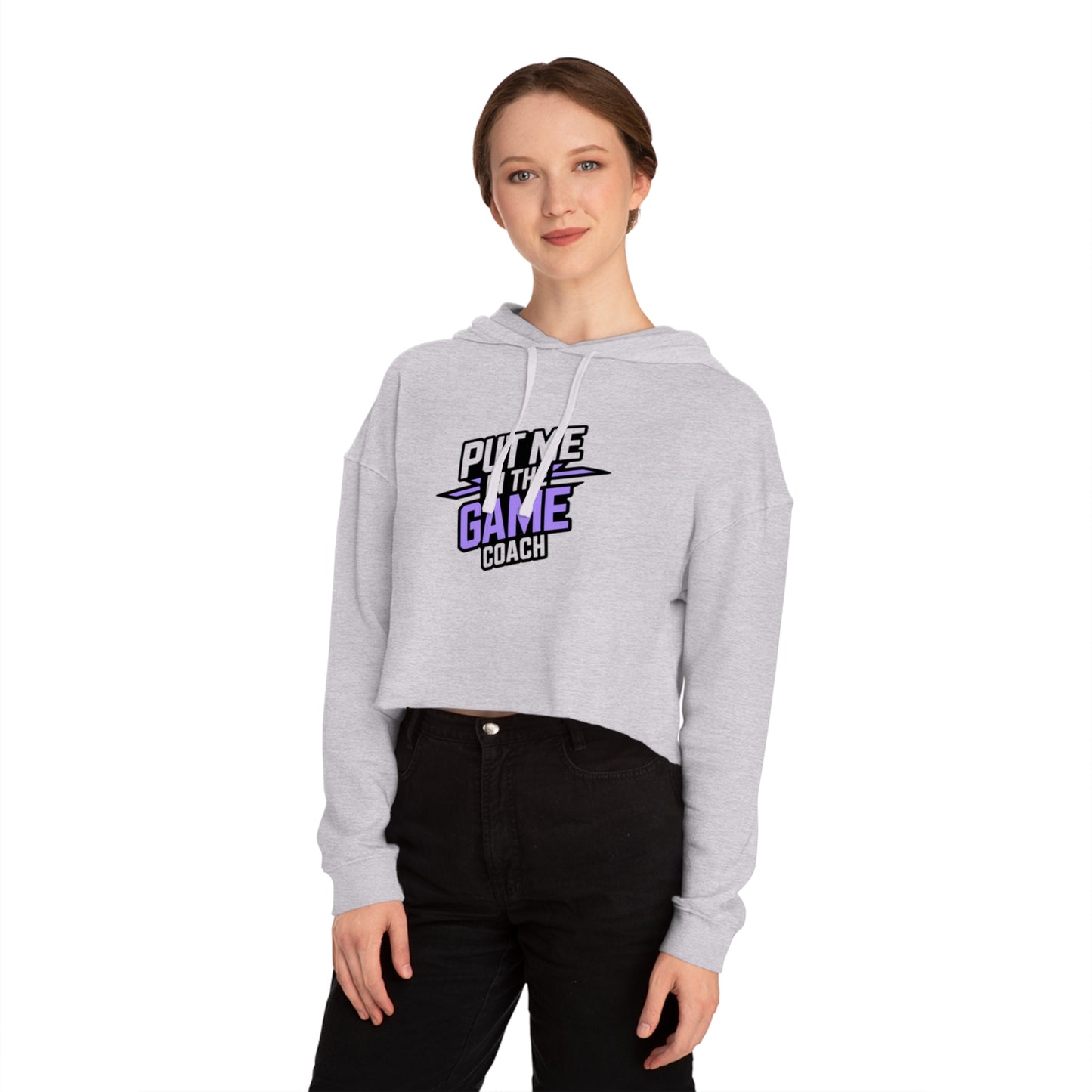 Women’s Cropped Hooded Purple Sweatshirt Printify