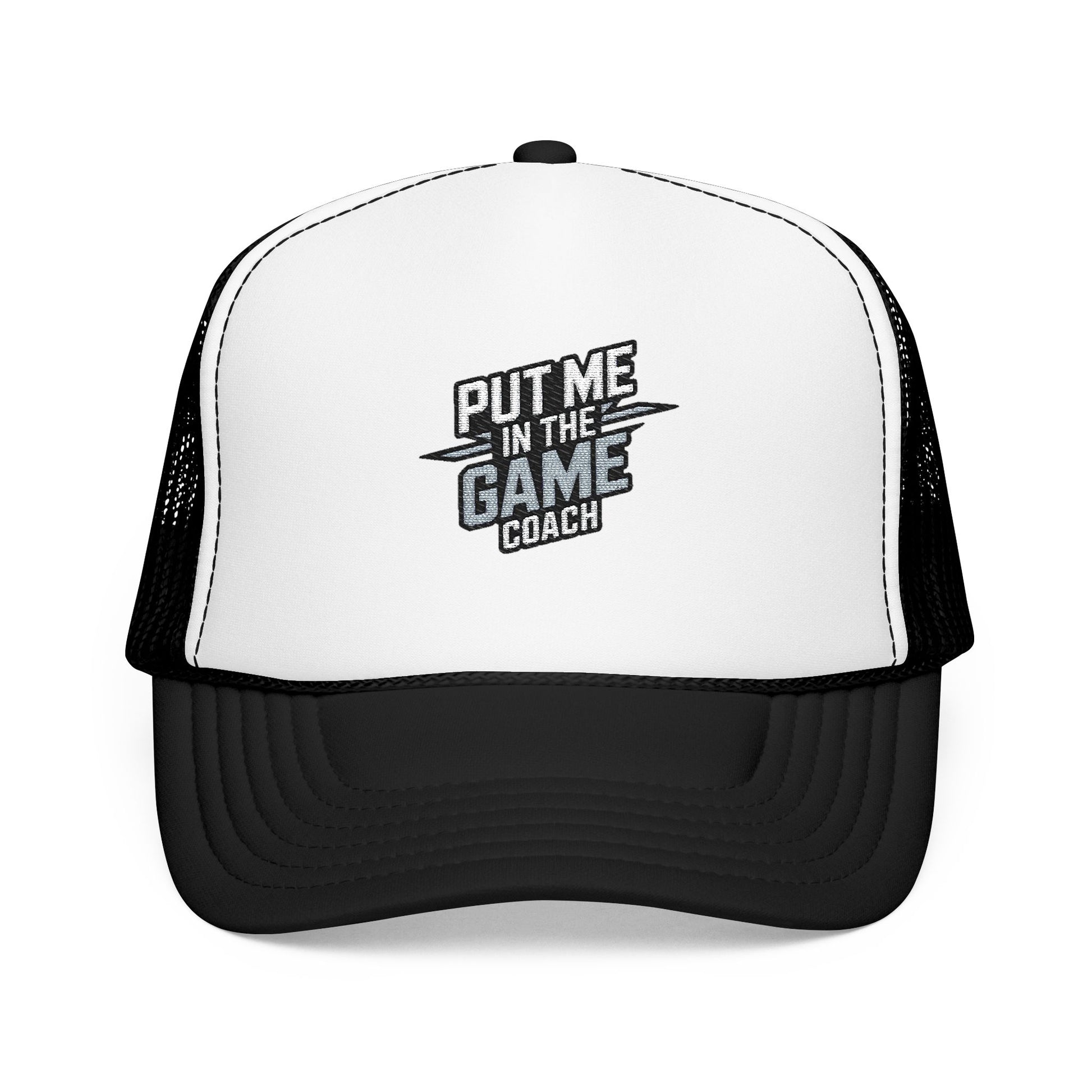 Put Me in the Game Coach Ash Trucker Hat Printify