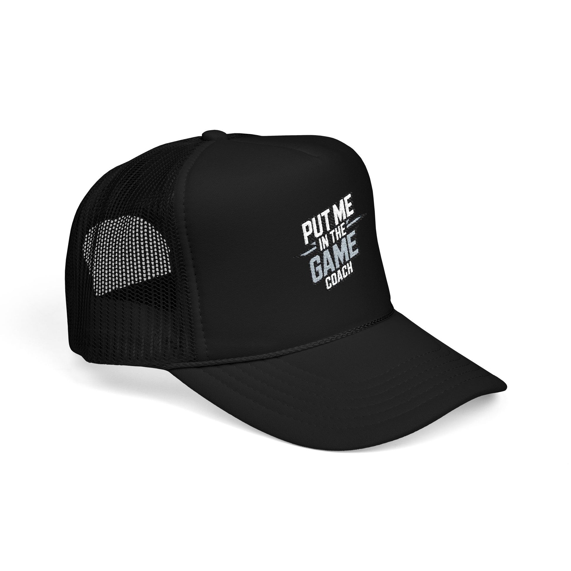 Put Me in the Game Coach Ash Trucker Hat Printify