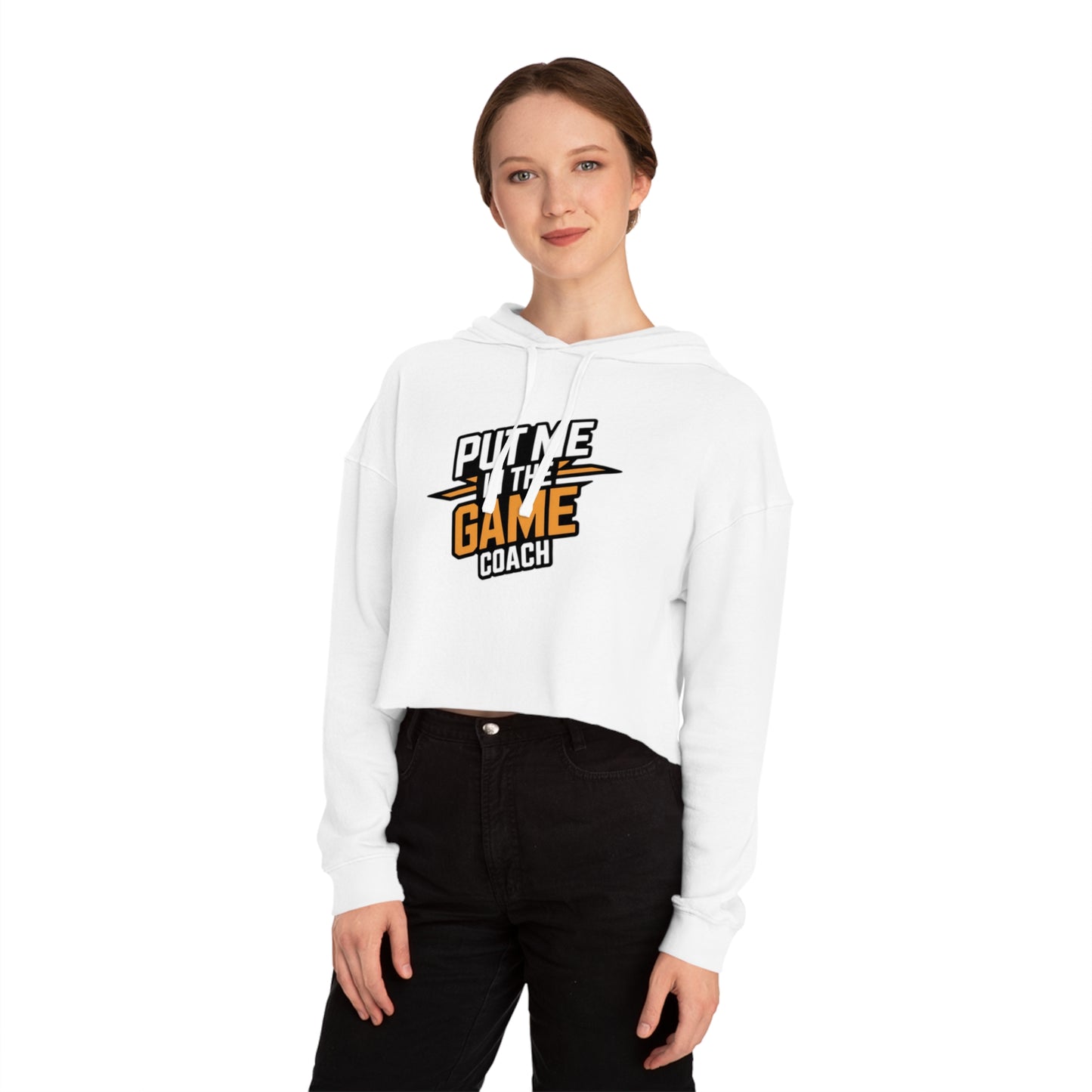 Women’s Cropped Hooded Orange Sweatshirt Printify