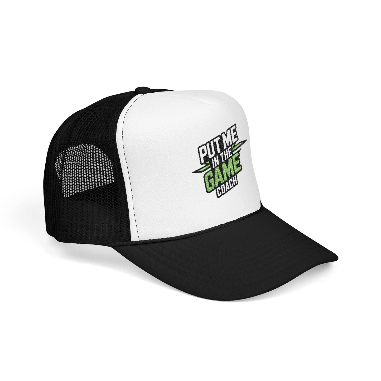 Put Me in the Game Coach Green Trucker Hat Printify