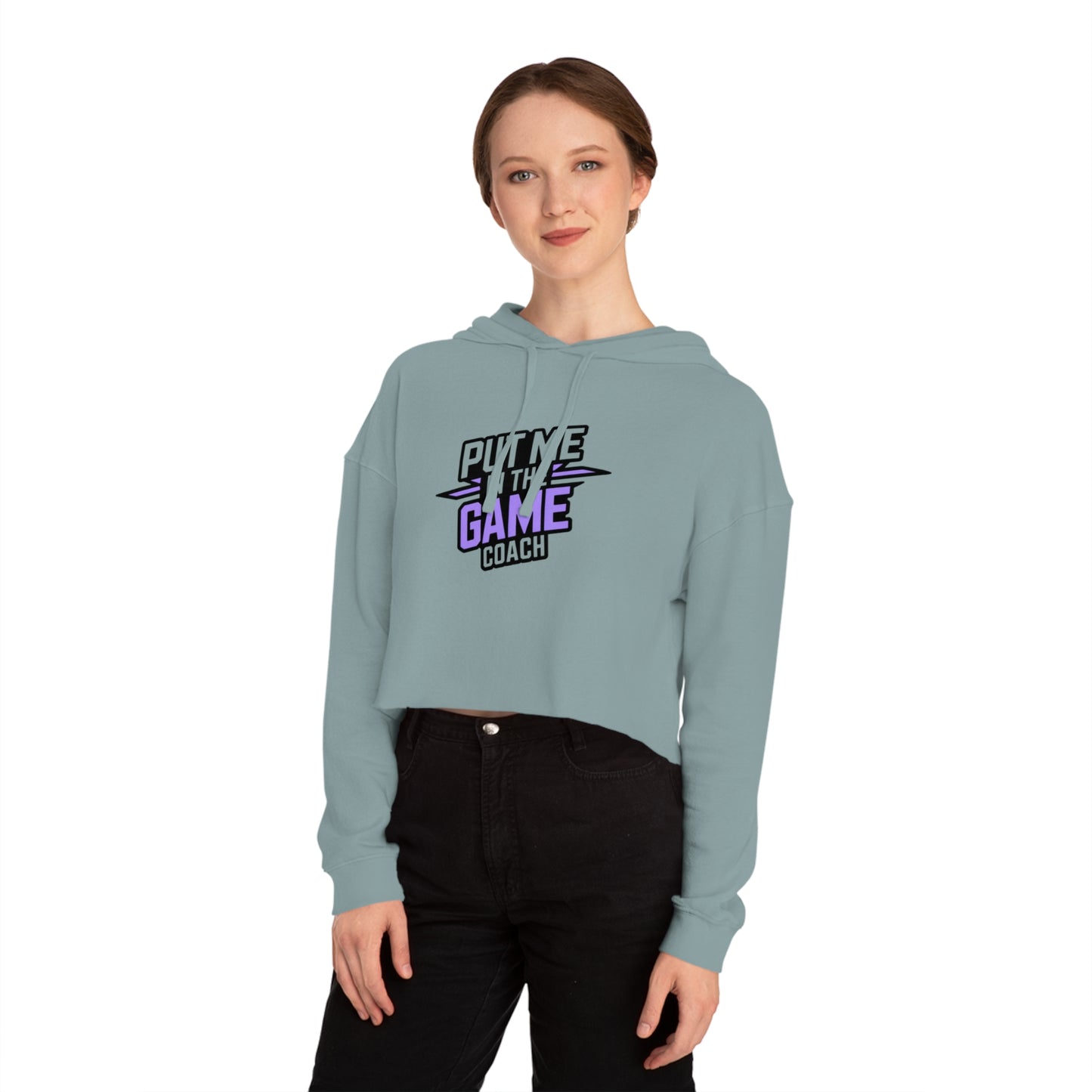 Women’s Cropped Hooded Purple Sweatshirt Printify